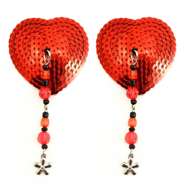 Bijoux Nipple Covers Sequin Heart Beads & Flower