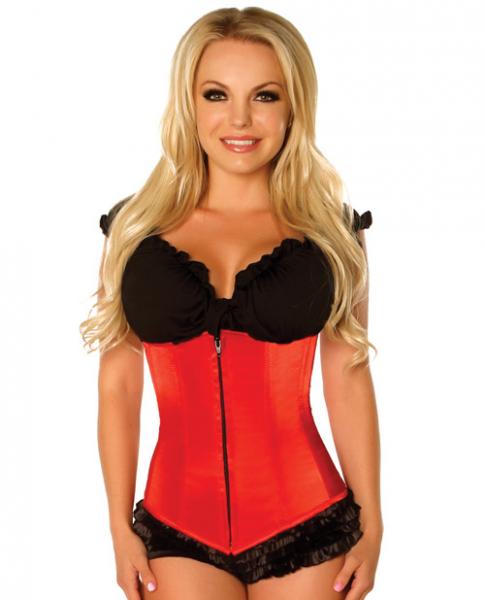 Underbust Corset Zip Up Front Red Medium