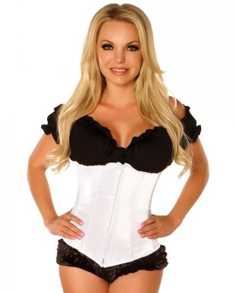 Underbust Corset Zip Up Front White Large