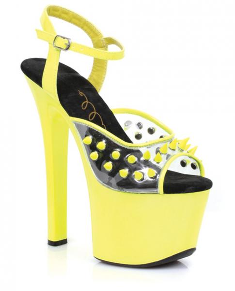 Ellie Shoes Solar 7" Neon Platform Black Light Reactive Spikes Yellow Nine