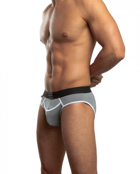 Jack Adams Flex Fit Jock Briefs Charcoal White Lg