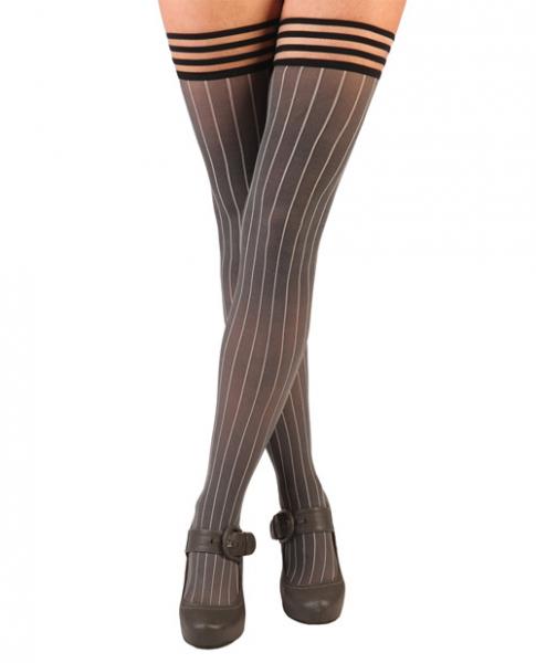 Kixies Annabelle Pinstripe Thigh High Tights Black B