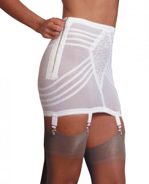 Zippered Open Bottom Girdle White Small