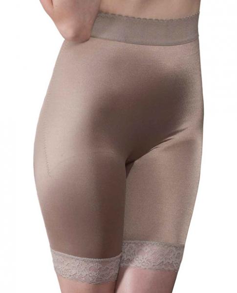 Rago Shapewear Long Leg Shaper Gripper Lace Bottom Mocha Sm