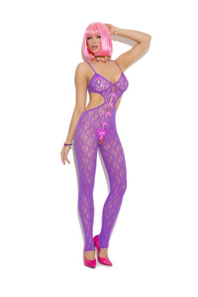 Vivace Bodystocking W/bow Purple O/s