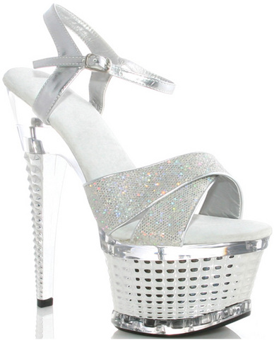 Ellie shoes disco 6in crossed strapped textured platform silver seven