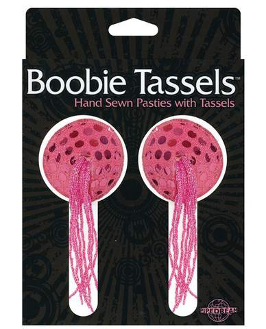 Boobie tassels hand sewn pasties w/tassels - pink