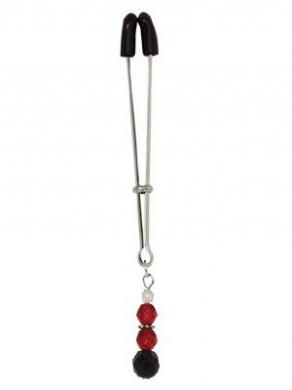 Beaded Clit Clamp With Tweezer Tip - Red